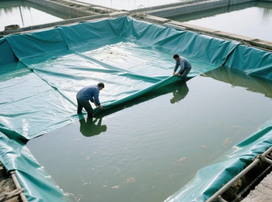 Thi công bạt chống thấm HDPE cho hồ nuôi