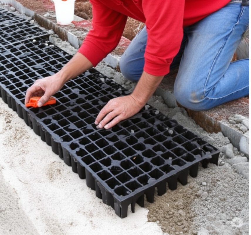 công nhân thi công vỉ nhựa