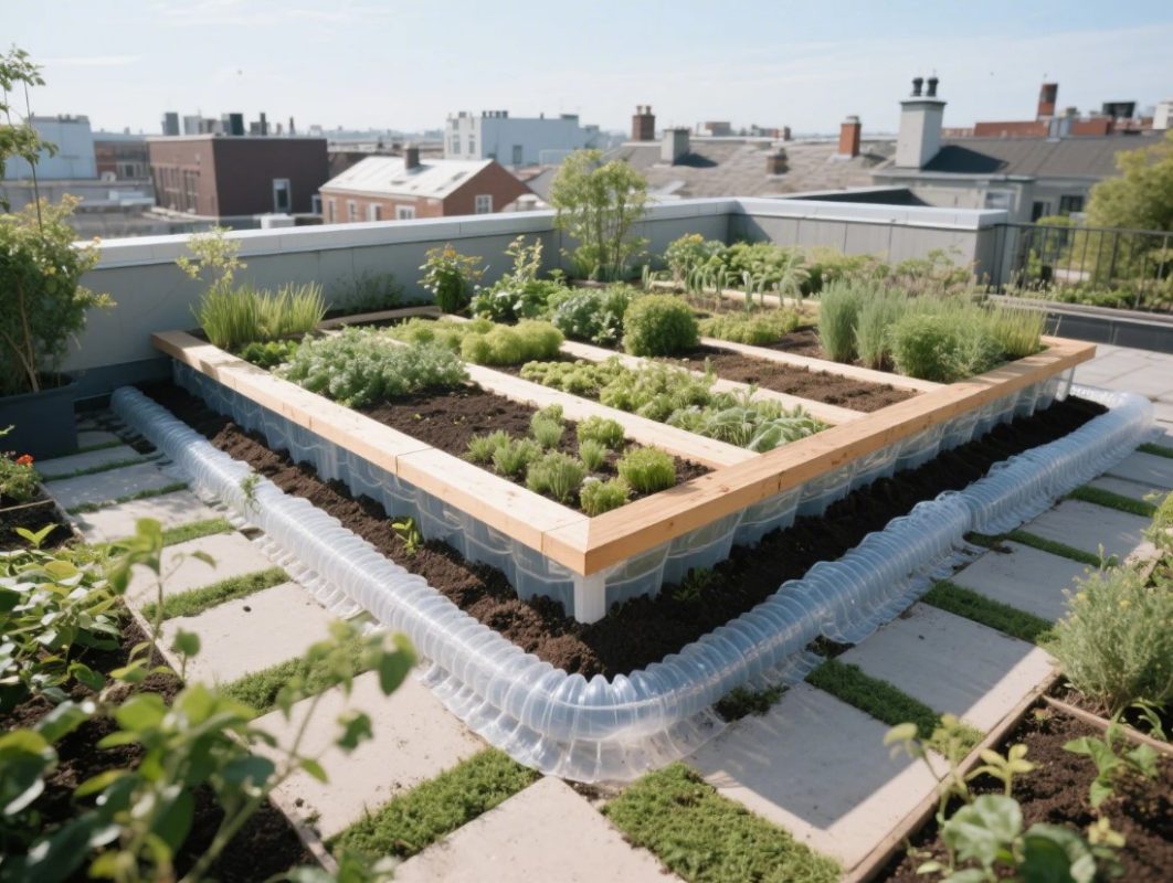 Hệ thống vỉ nhựa thoát nước vườn trên mái của Phú Đạt Plastic tạo không gian xanh bền vững